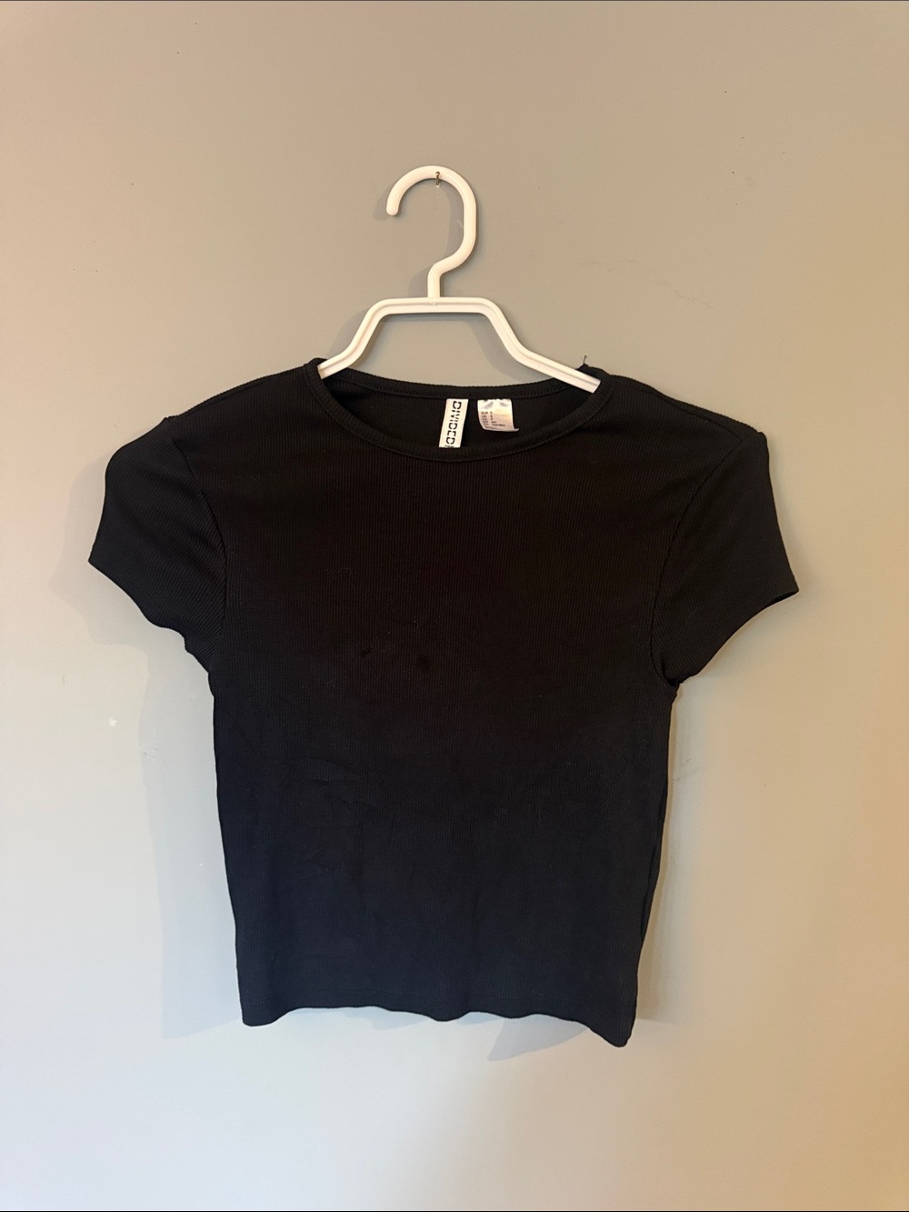 Black Ribbed Short Sleeve Tee